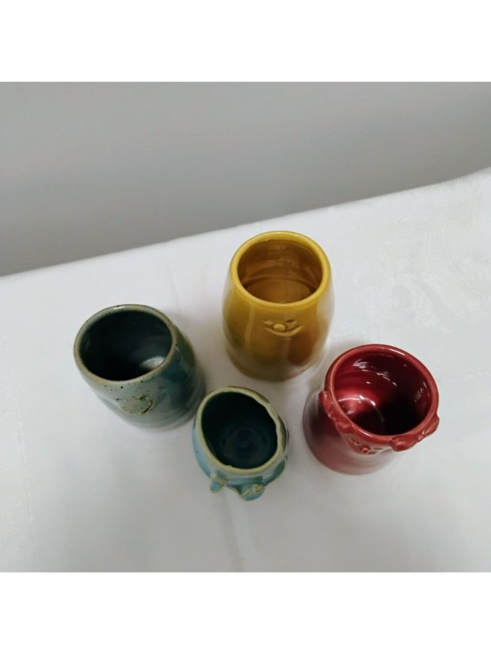Set of 4 Vintage Studio Art Pottery Character Face Vases, Signed Whimsical Decor - Picture 3 of 13